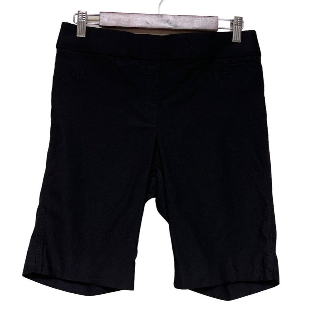 Ellen Tracy Black Pull On Viscose Dress Shorts Chino Women's Size Medium